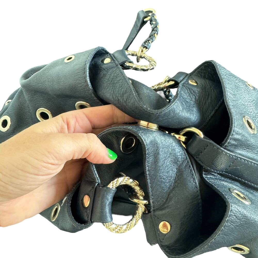 Reiss Navy Leather Grommet Bag - Picture 8 of 15